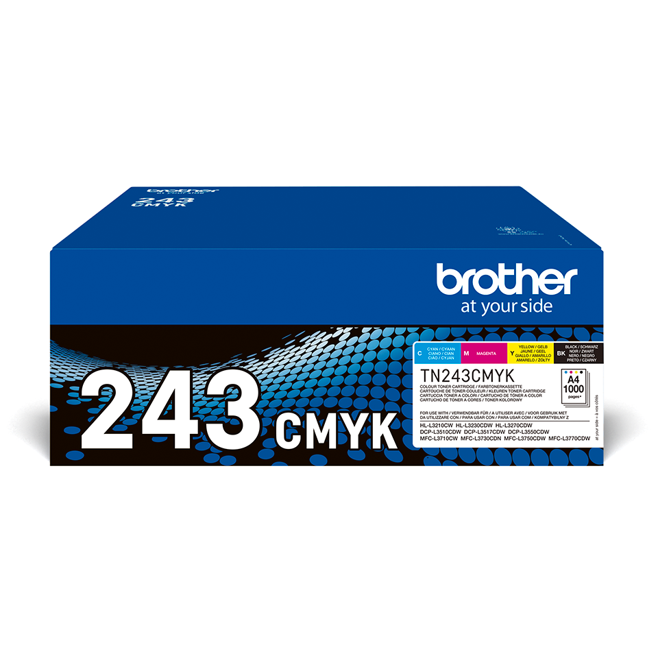 [TN243CMYK] Pack toners Brother TN-243CMYK / TN243CMYK, 4 couleurs, 4 x 1 000 pages
