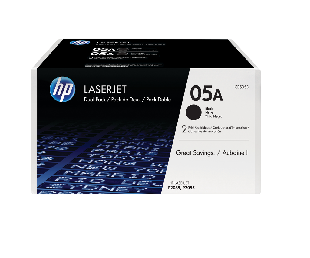 2er-Pack Toner HP 05A / CE505D Schwarz, 2 x 2.300 Seiten