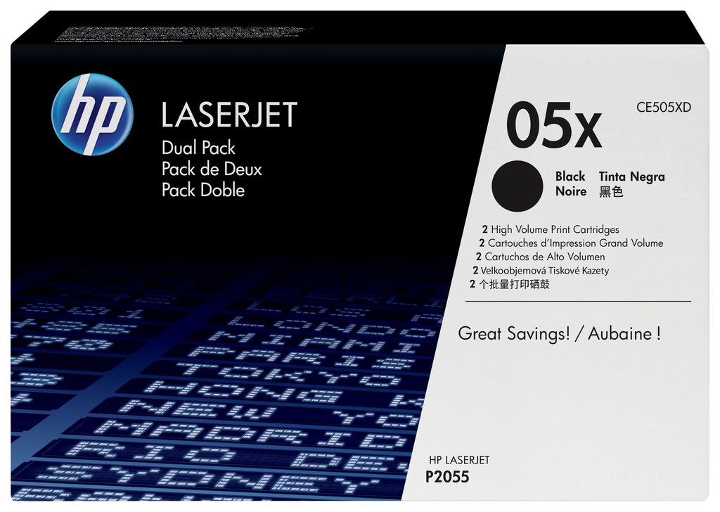 HP 05X / CE505XD black XL toner 2-pack, 2 x 6,500 pages