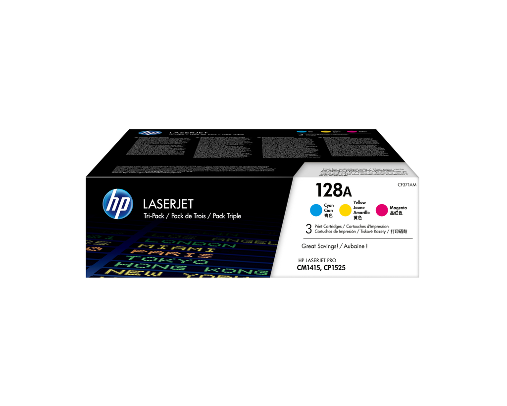 3er-Pack Toner HP 128A / CF371AM Dreifarbig, 1.300 Seiten