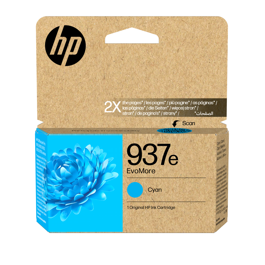 HP 937E / 4S6W6NE cyan XL ink cartridge, 1,650 pages