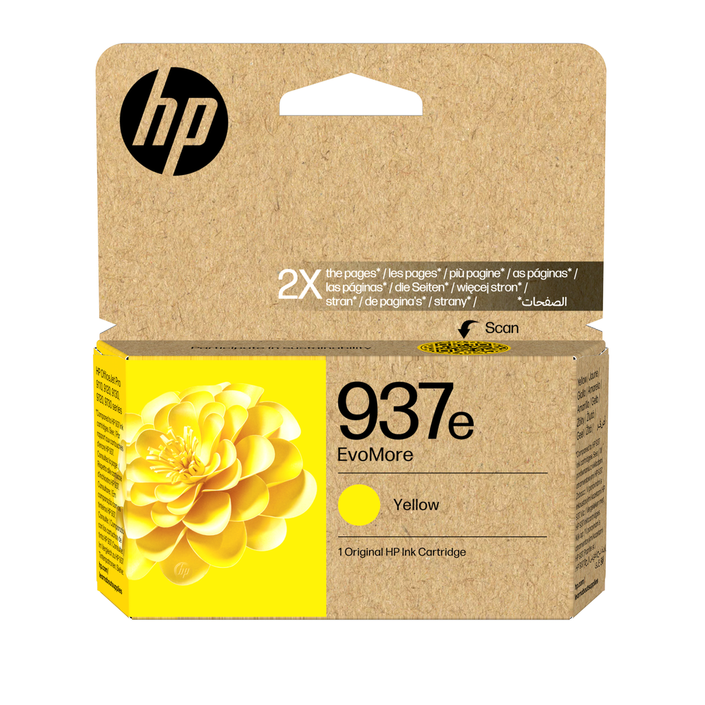 HP 937E / 4S6W8NE yellow XL ink cartridge, 1,650 pages