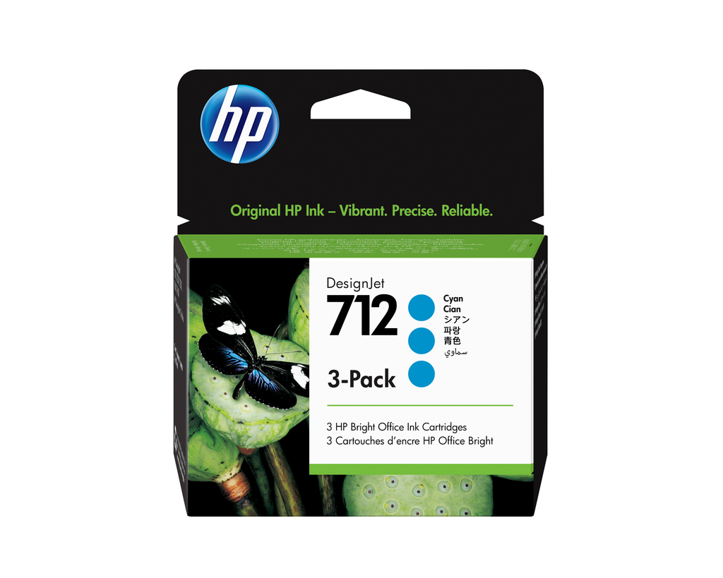 HP 712 / 3ED77A cyan ink cartridge, 29 ml (3-pack)