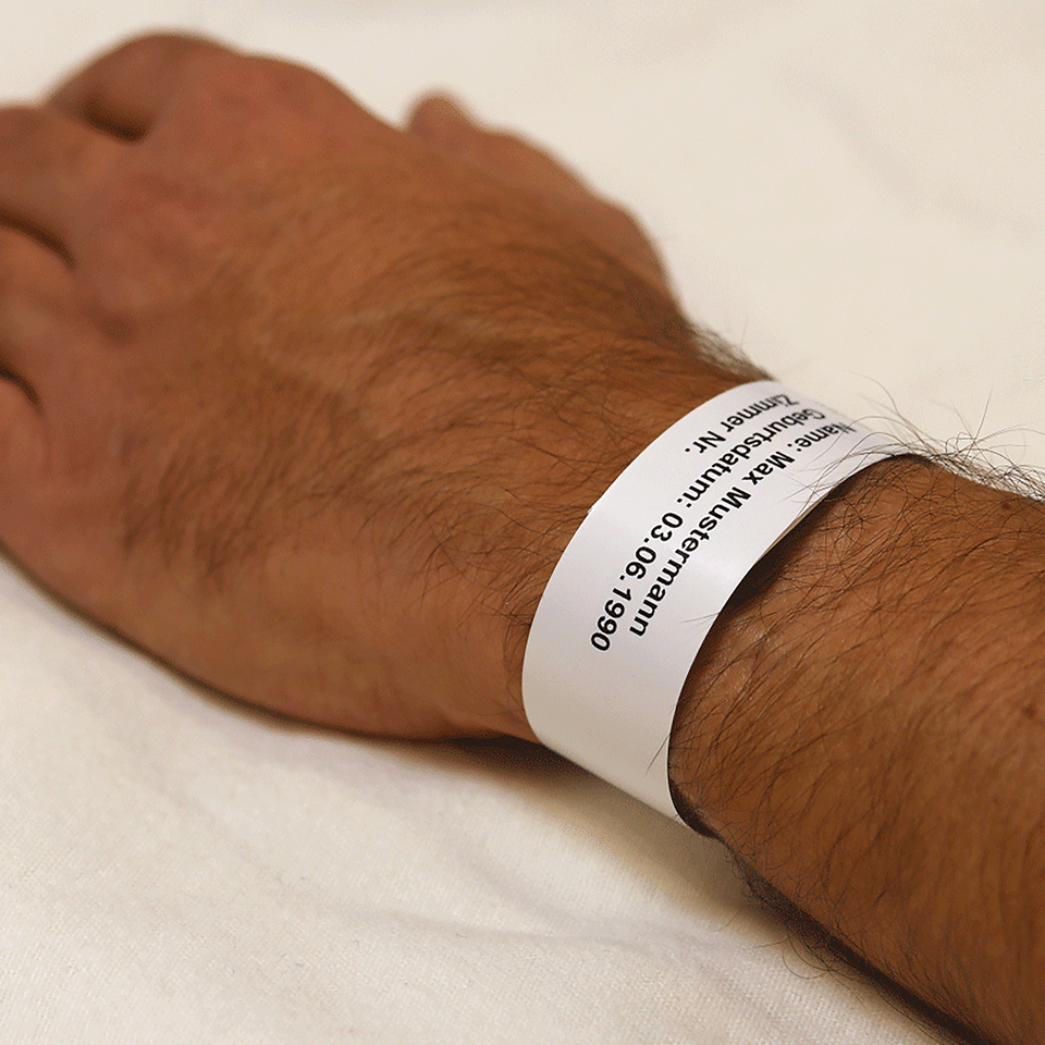 Brother BWE-AB279PW Thermo-Armbänder Erwachsene, 25 x 279 mm, 200 Armbänder x 5 Rollen
