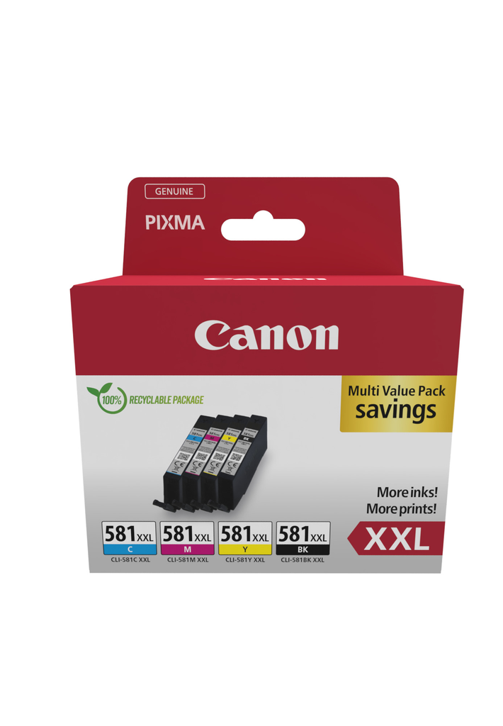 Pack Canon CLI-581XXL / 1998C007 4 couleurs XXL