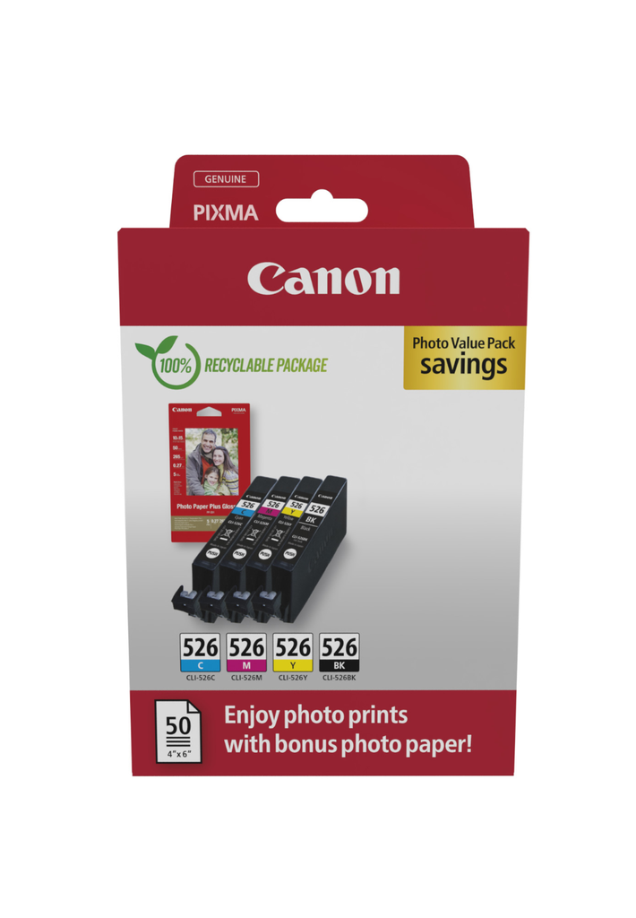 [4540B019] Multipack Tintenpatronen Canon CLI-526 / 4540B019, 4 Farben