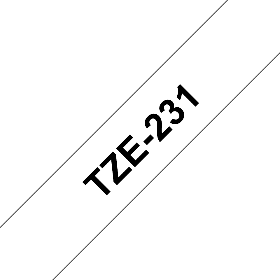 Ruban laminé Brother TZe-231 / TZE231, noir sur blanc, 12 mm x 8 m