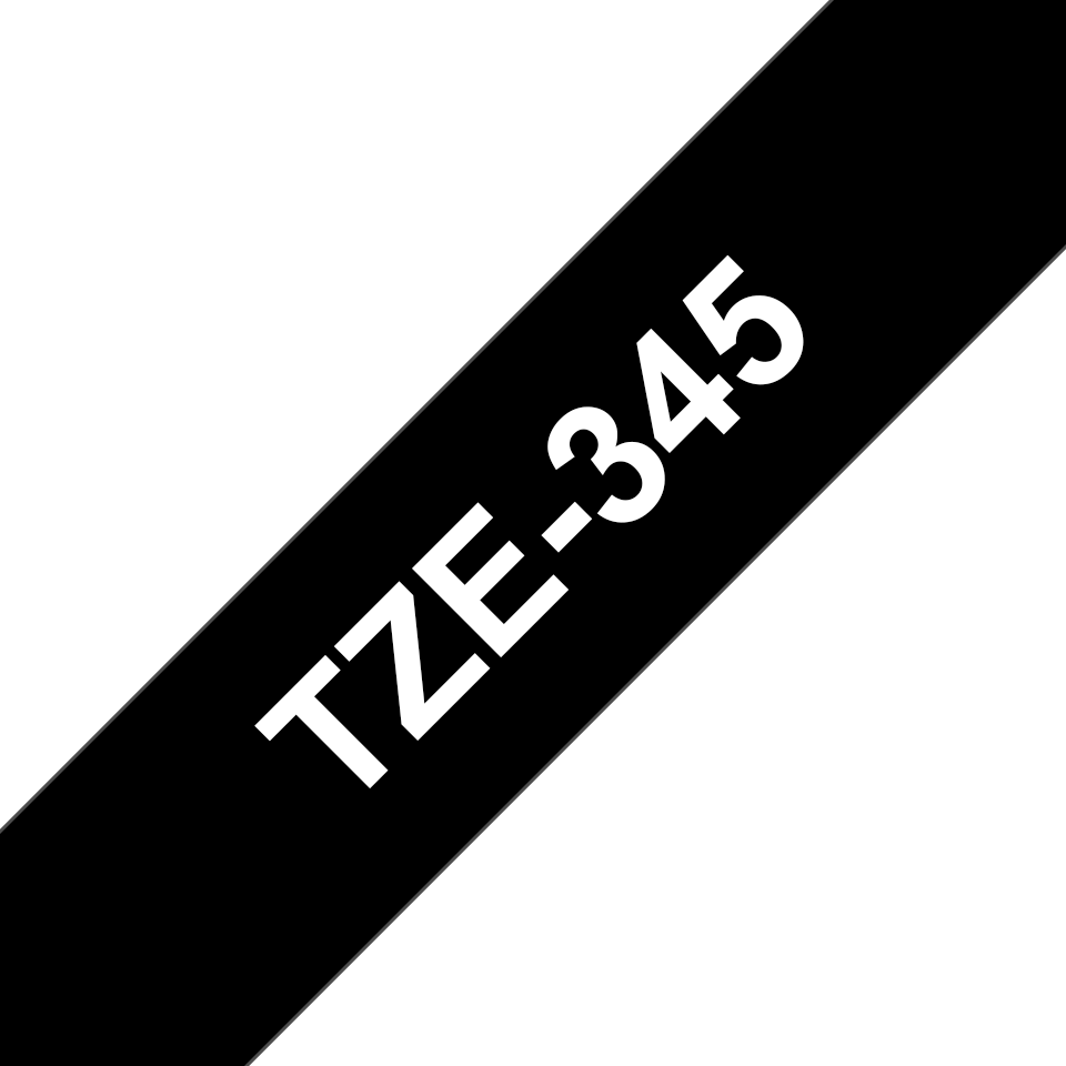 Brother TZe-345 / TZE345 laminated tape, white on black, 18 mm x 8 m