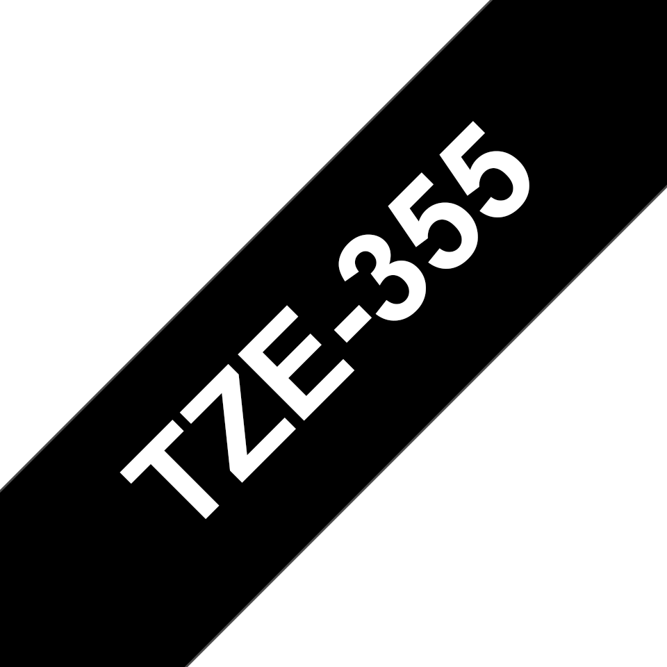 Brother TZe-355 / TZE355 laminated tape, white on black, 24 mm x 8 m