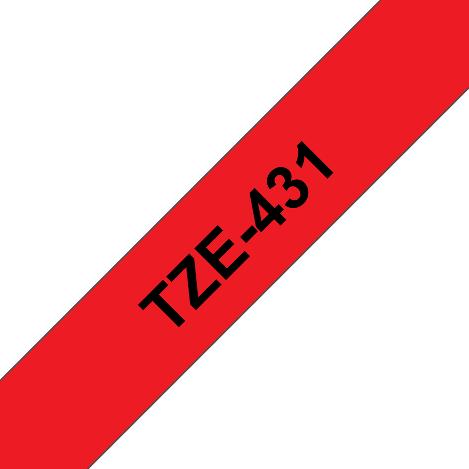 Brother Schriftband laminiert TZe-431 / TZE431, schwarz auf rot, 12 mm x 8 m