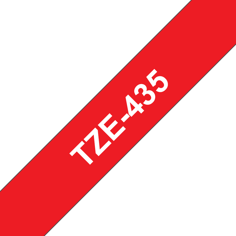 Brother Schriftband laminiert TZe-435 / TZE435, weiß auf rot, 12 mm x 8 m
