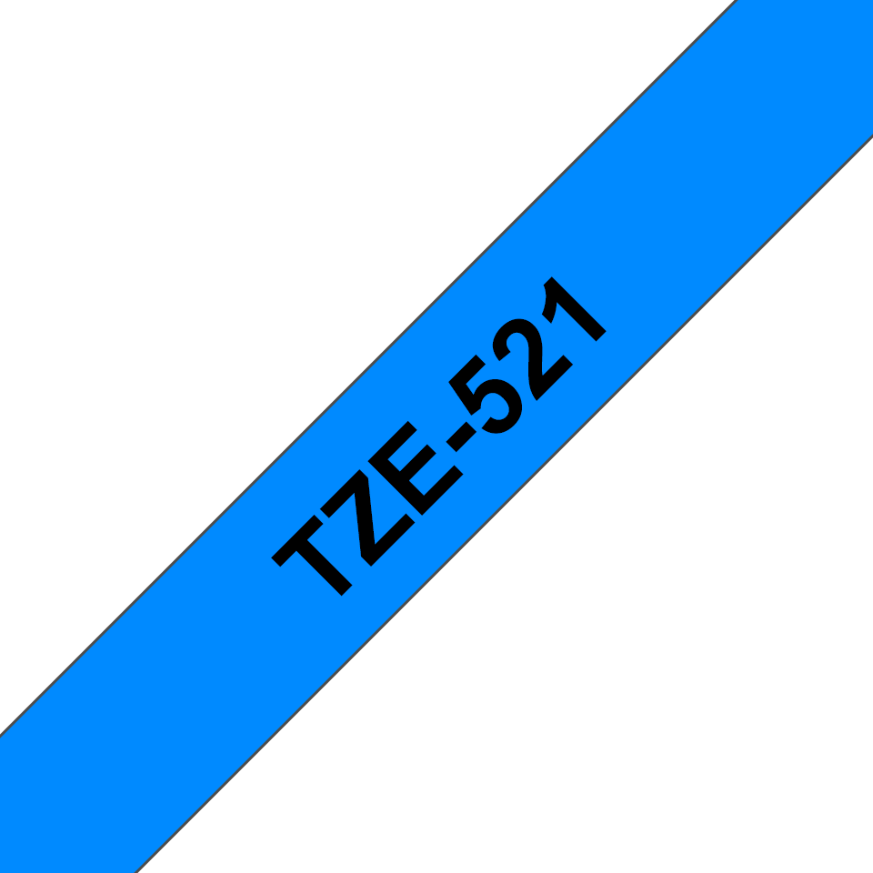 Brother Schriftband laminiert TZe-521 / TZE521, schwarz auf blau, 9 mm x 8 m