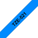 Brother Schriftband laminiert TZe-521 / TZE521, schwarz auf blau, 9 mm x 8 m