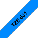 Brother Schriftband laminiert TZe-531 / TZE531, schwarz auf blau, 12 mm x 8 m