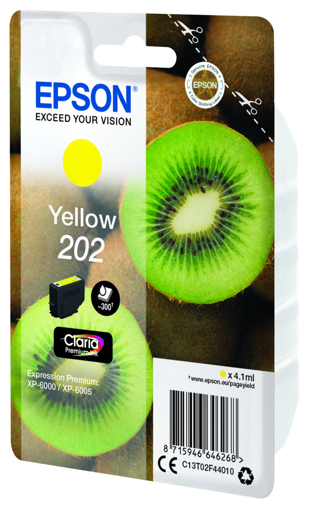 Epson 202 / C13T02F44010 yellow ink cartridge, 300 pages