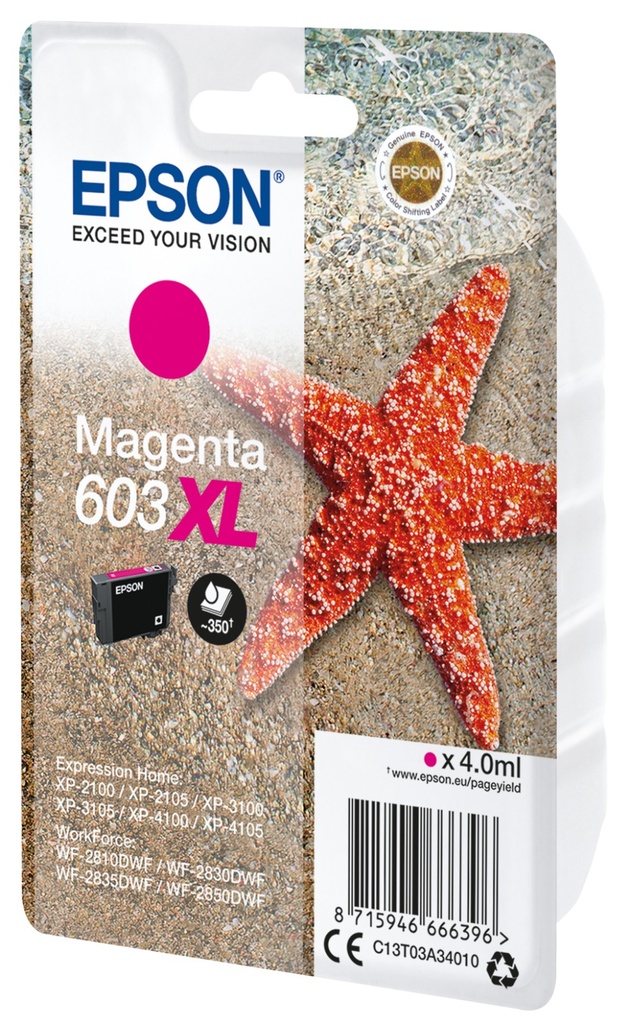 Tintenpatrone Epson 603XL / C13T03A34010 Magenta XL, 4 ml