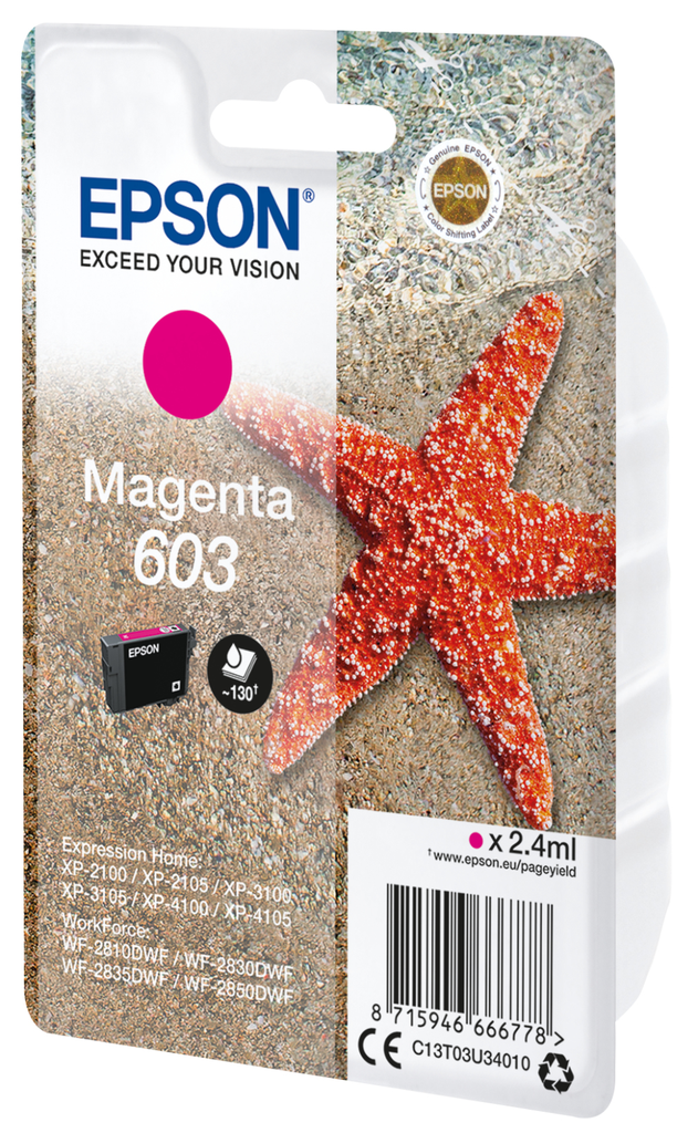 Cartouche d'encre Epson 603 / C13T03U34010 magenta, 24 ml