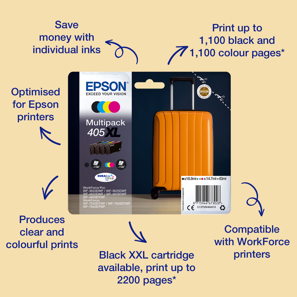 Tintenpatrone Epson 405XL / C13T05H14010 Schwarz XL, 189 ml