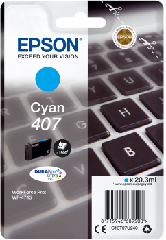 Epson 407 / C13T07U240 cyan ink cartridge, 1,900 pages
