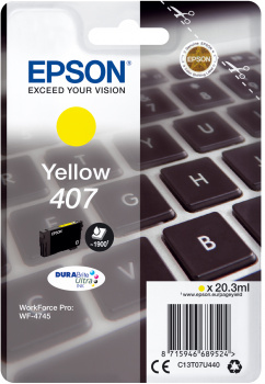 Epson 407 / C13T07U440 yellow ink cartridge, 1,900 pages
