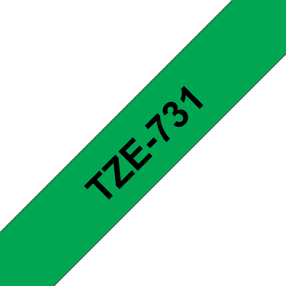 Brother TZe-731 / TZE731 laminated tape, black on green, 12 mm x 8 m