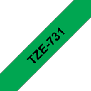 Ruban laminé Brother TZe-731 / TZE731, noir sur vert, 12 mm x 8 m