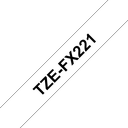 Ruban flexible Brother TZe-FX221 / TZEFX221, noir sur blanc, 9 mm x 8 m