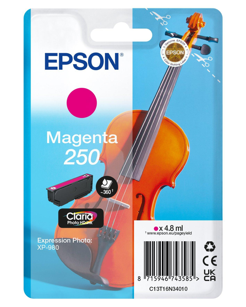 Epson 250 / C13T16N34010 magenta ink cartridge, 48 ml