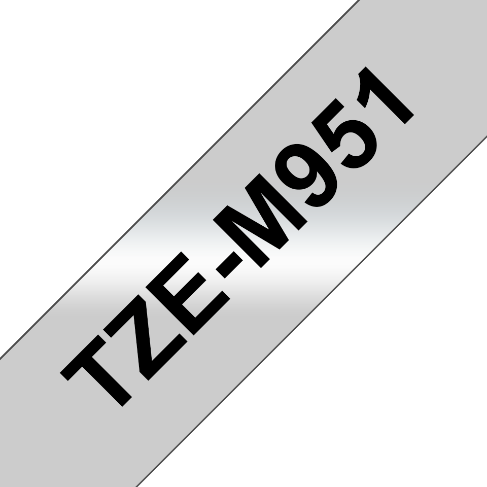 Brother TZe-M951 / TZEM951 matte laminated tape, black on matte silver, 24 mm x 8 m