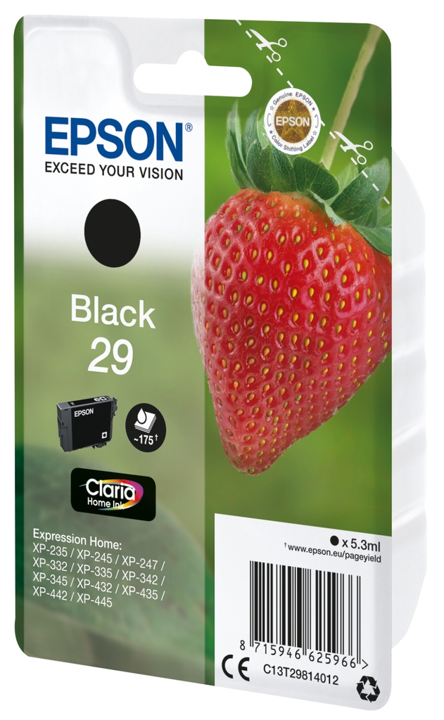 Epson 29 / C13T29814012 black ink cartridge, 175 pages
