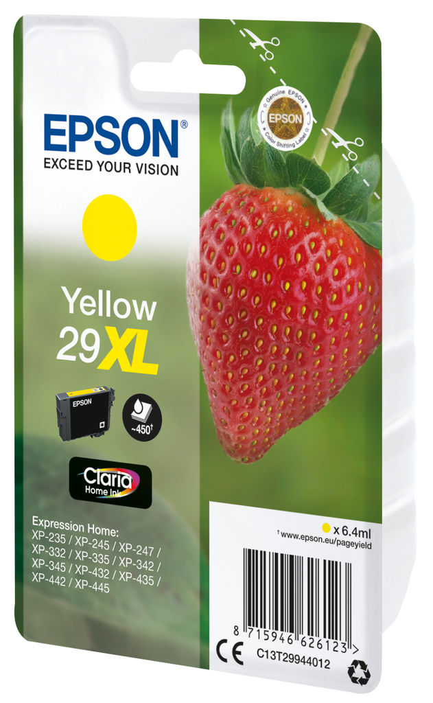 Epson 29XL / C13T29944012 yellow XL ink cartridge, 450 pages