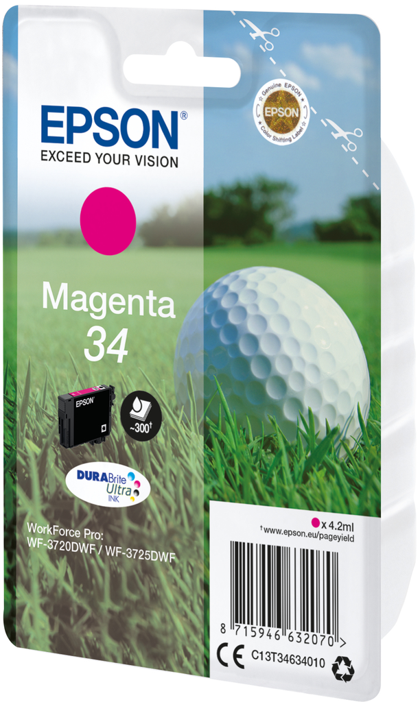 Epson 34 / C13T34634010 magenta ink cartridge, 300 pages