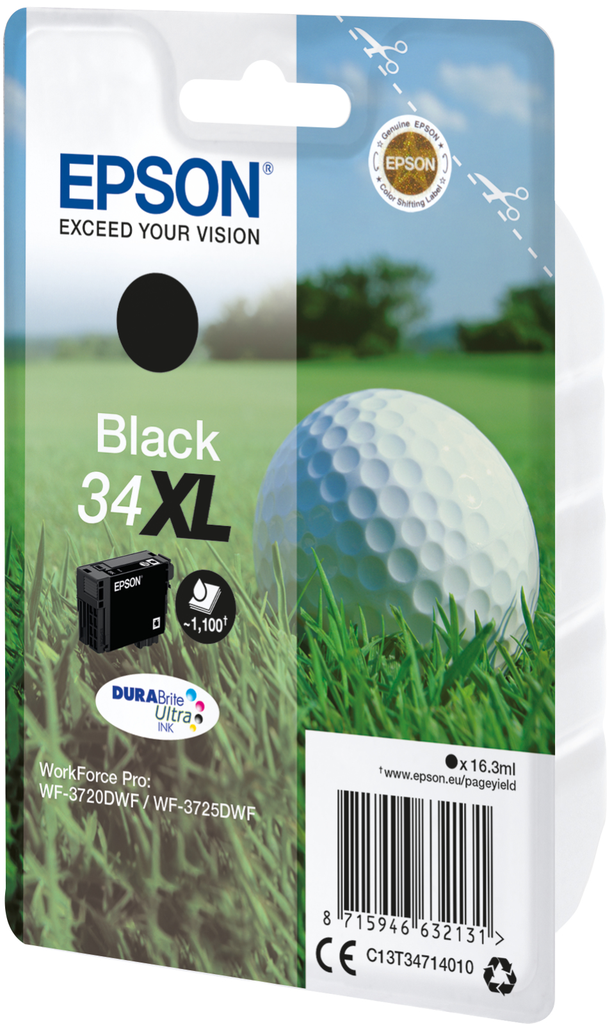 Epson 34XL / C13T34714010 black XL ink cartridge, 1,100 pages