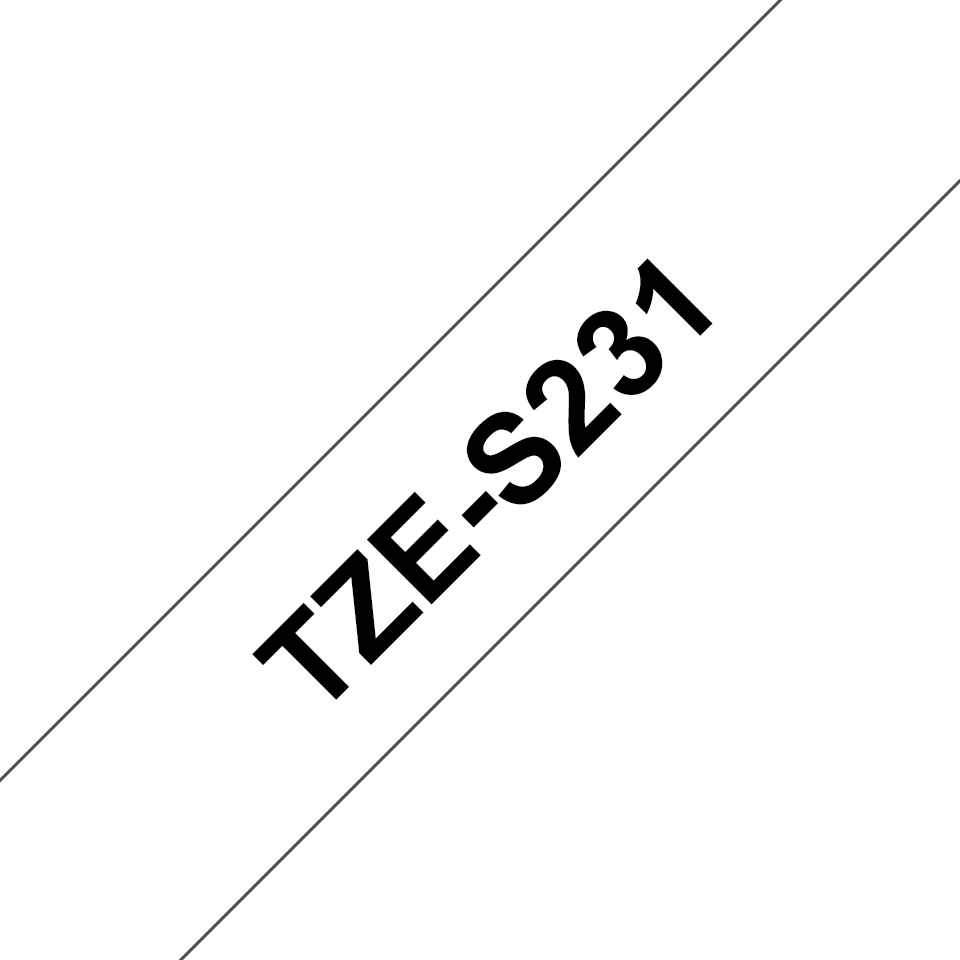 Brother Schriftband extra stark klebend TZe-S231 / TZES231, schwarz auf weiß, 12 mm x 8 m
