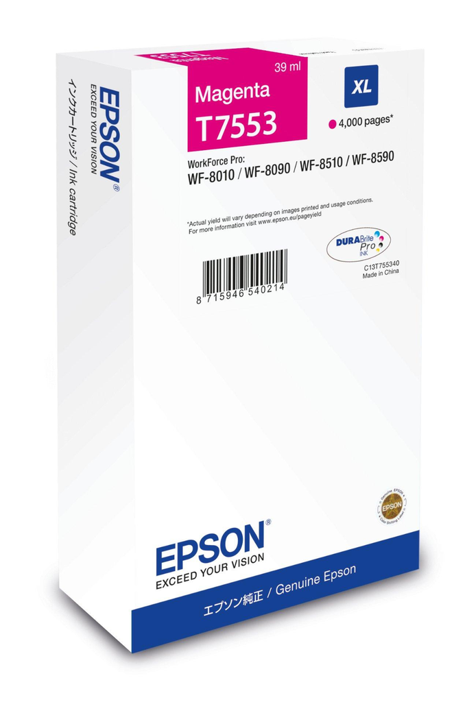 Cartouche d'encre Epson T7553 / C13T75534N magenta XL, 4 000 pages
