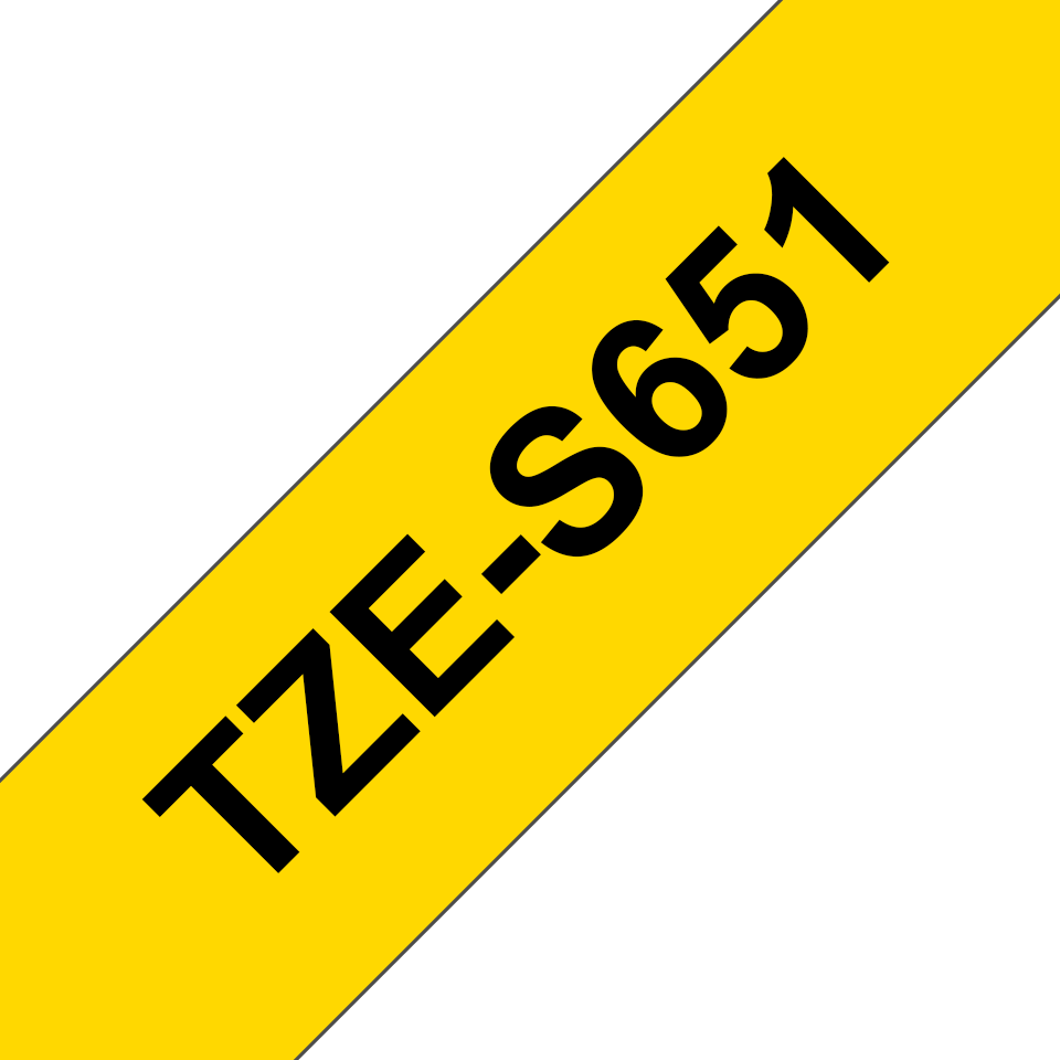 Ruban adhésif puissant Brother TZe-S651 / TZES651, noir sur jaune, 24 mm x 8 m