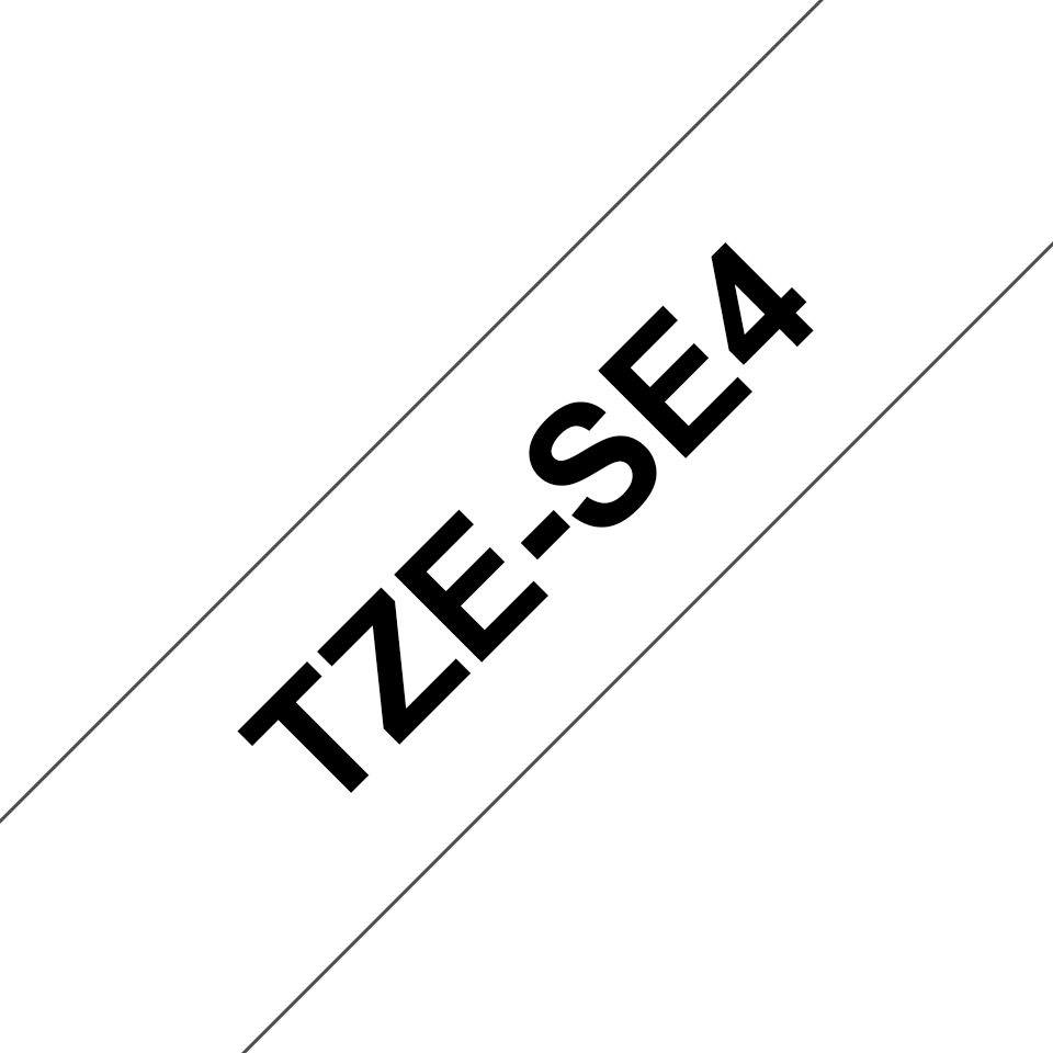 Brother TZe-SE4 / TZESE4 security tape, black on white, 18 mm x 8 m