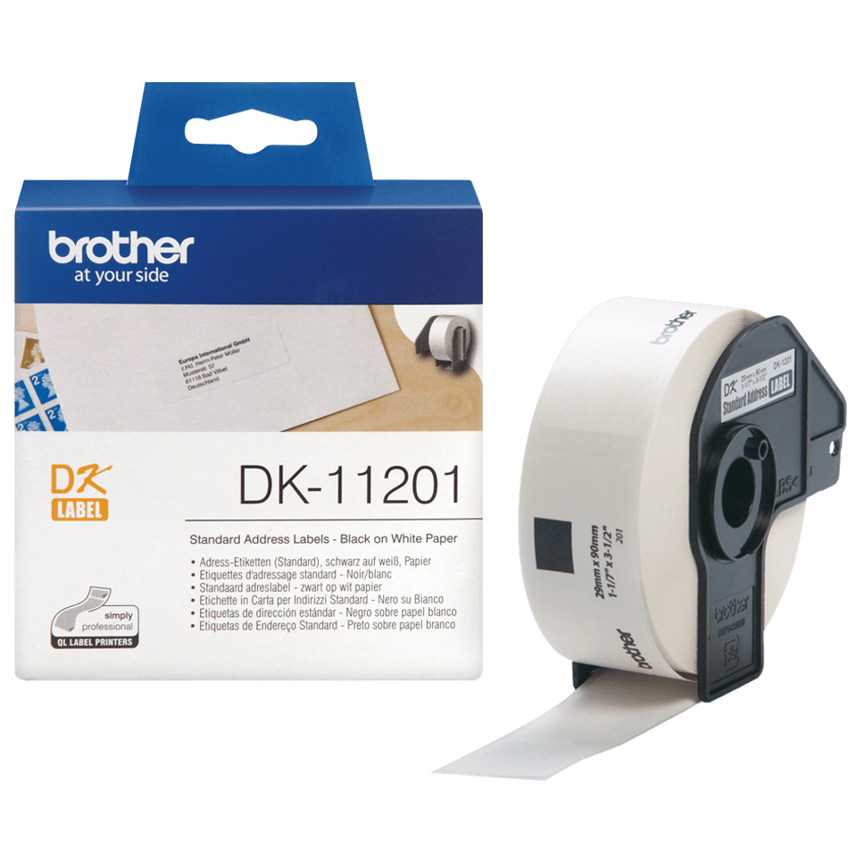 [DK11201] Brother DK-11201 / DK11201 die-cut labels, black on white, 29 x 90 mm, 400 labels