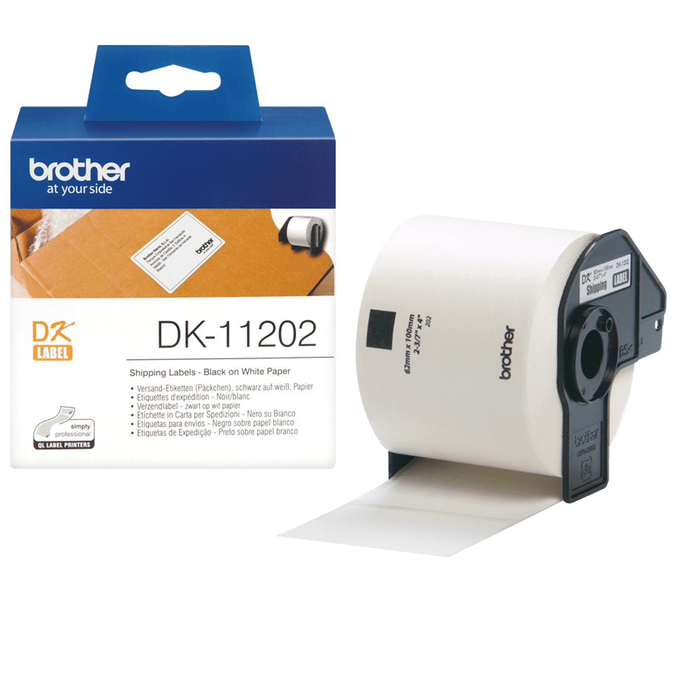 [DK11202] Étiquettes prédécoupées Brother DK-11202 / DK11202, noir sur blanc, 62 x 100 mm, 300 étiquettes