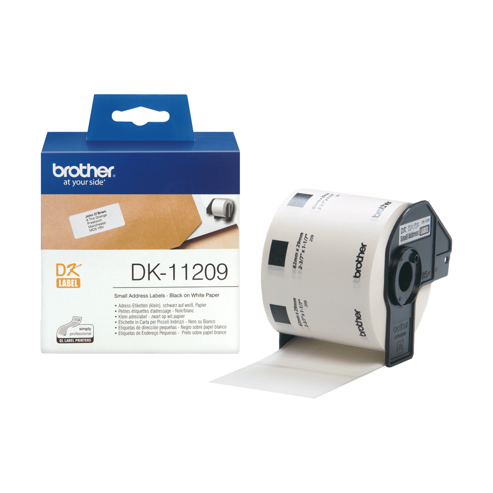 [DK11209] Étiquettes prédécoupées Brother DK-11209 / DK11209, noir sur blanc, 29 x 62 mm, 800 étiquettes