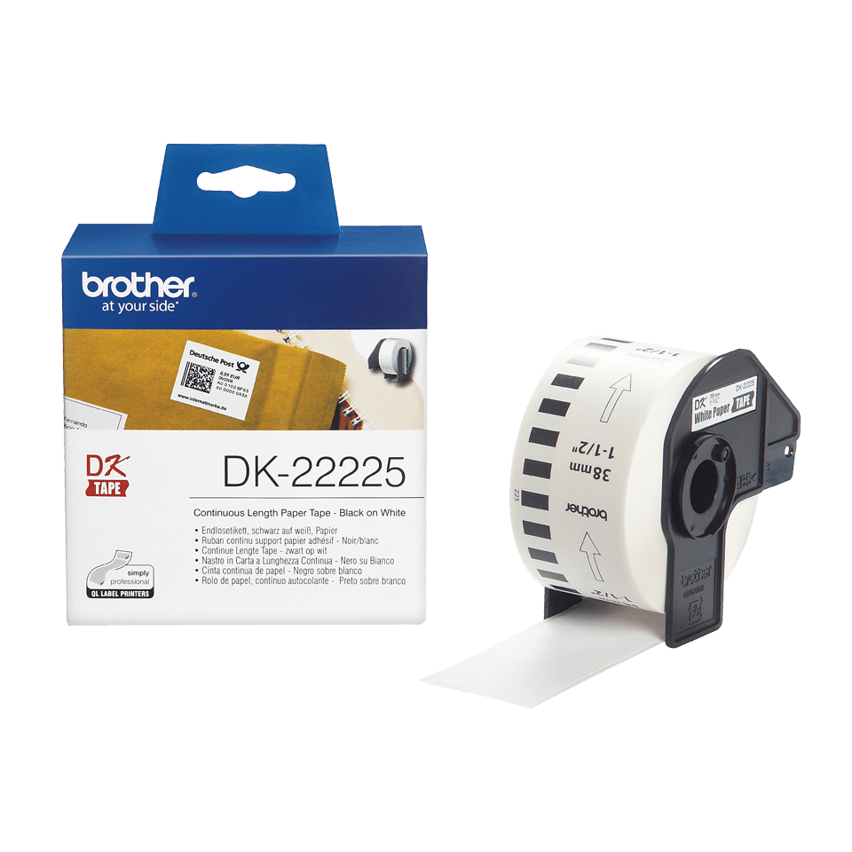 Brother DK-22225 / DK22225 continuous paper roll, black on white, 38 mm x 30.48 m