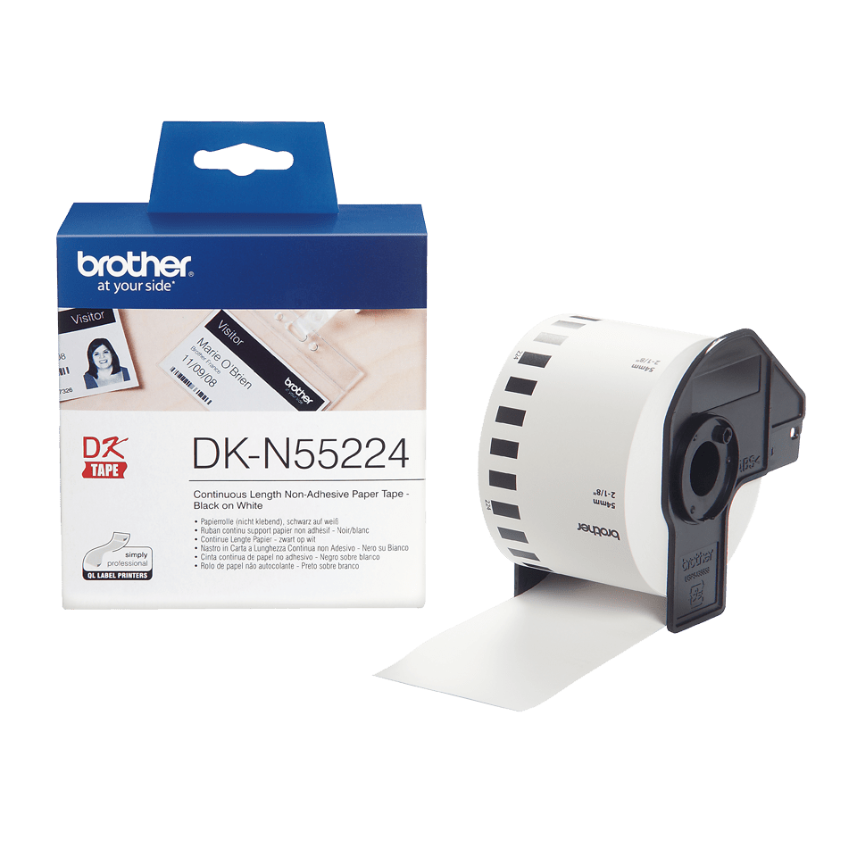 [DKN55224] Brother DK-N55224 / DKN55224 continuous non-adhesive paper roll, black on white, 54 mm x 30.48 m