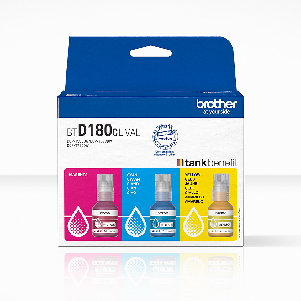 [BTD180CLVAL] Brother Tintenflaschen-Multipack BT-D180CLVAL / BTD180CLVAL, 3 Farben, 5.000 Seiten