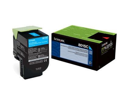 Toner Lexmark 802SC / 80C2SC0 Cyan XL, 2.000 Seiten