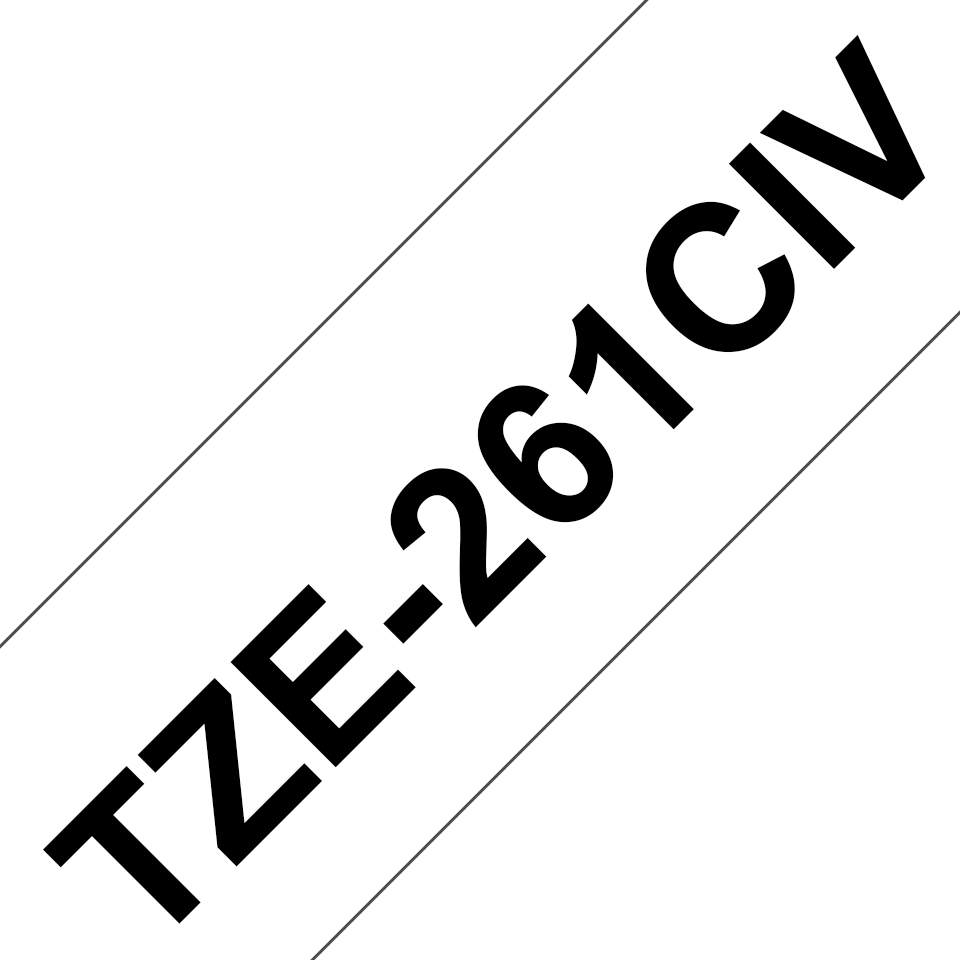 [TZE261CIV] Brother TZe-261CIV / TZE261CIV laminated tape, black on white, 36 mm x 8 m