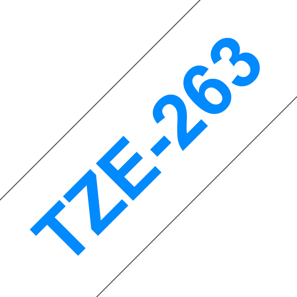 Brother Schriftband laminiert TZe-263 / TZE263, blau auf weiß, 36 mm x 8 m