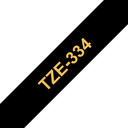 Brother TZe-334 / TZE334 laminated tape, gold on black, 12 mm x 8 m
