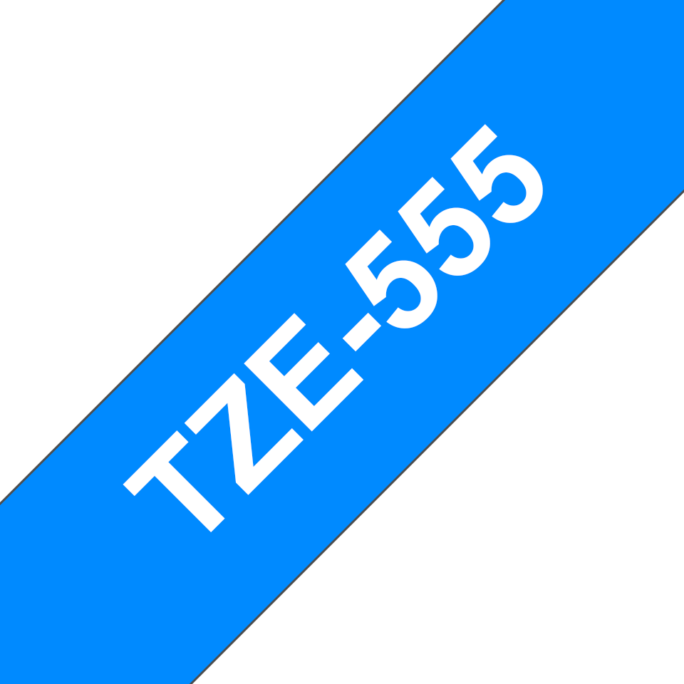 Brother Schriftband laminiert TZe-555 / TZE555, weiß auf blau, 24 mm x 8 m