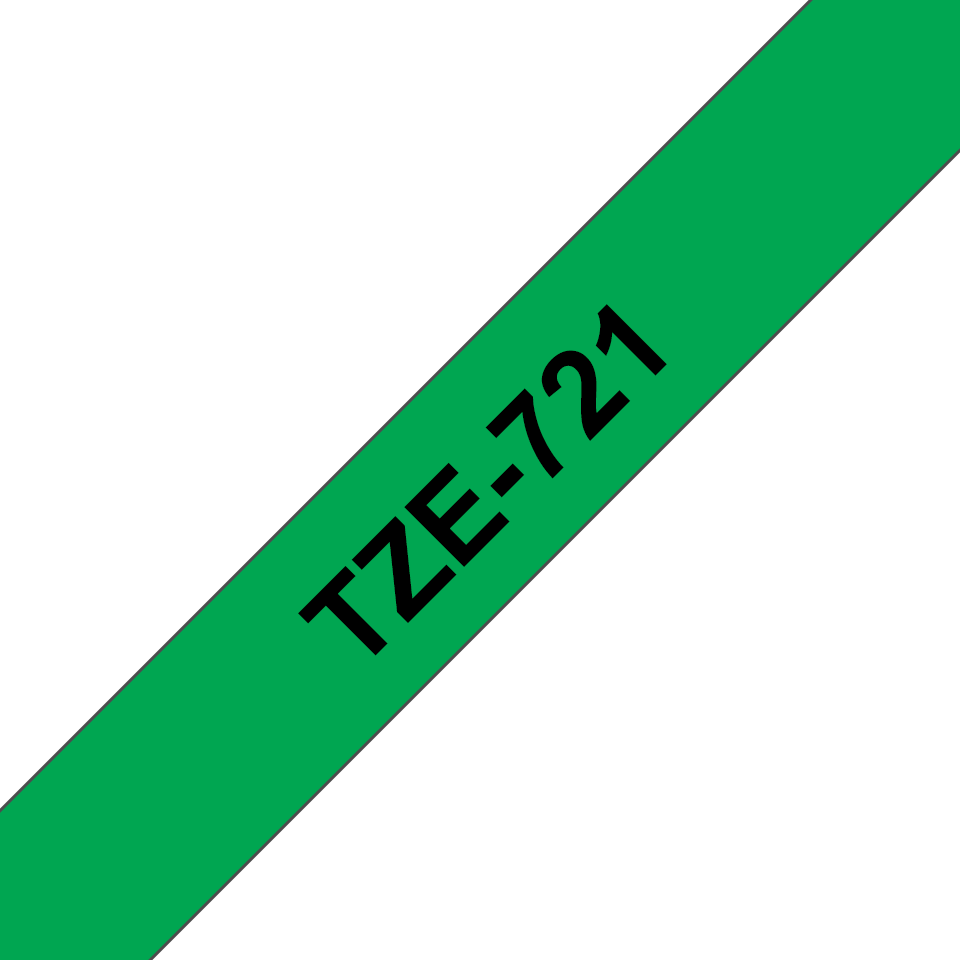 Ruban laminé Brother TZe-721 / TZE721, noir sur vert, 9 mm x 8 m