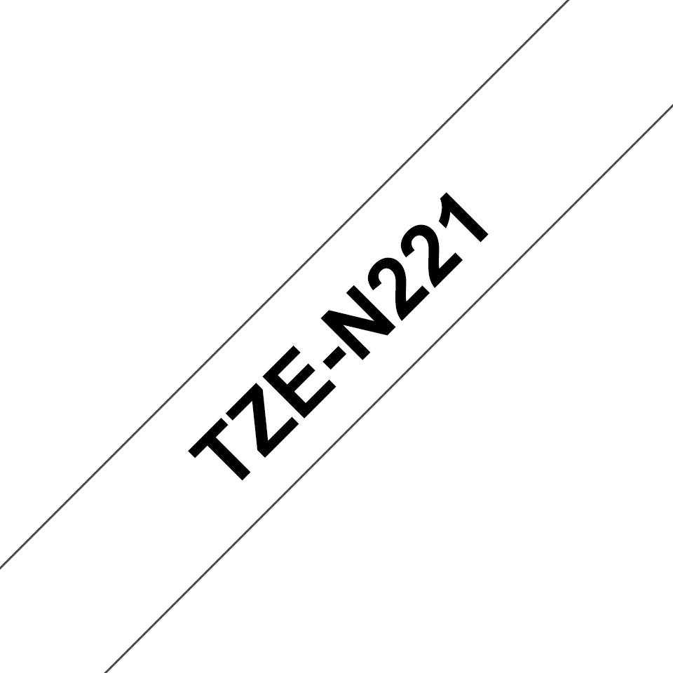 Brother TZe-N221 / TZEN221 non-laminated tape, black on white, 9 mm x 8 m